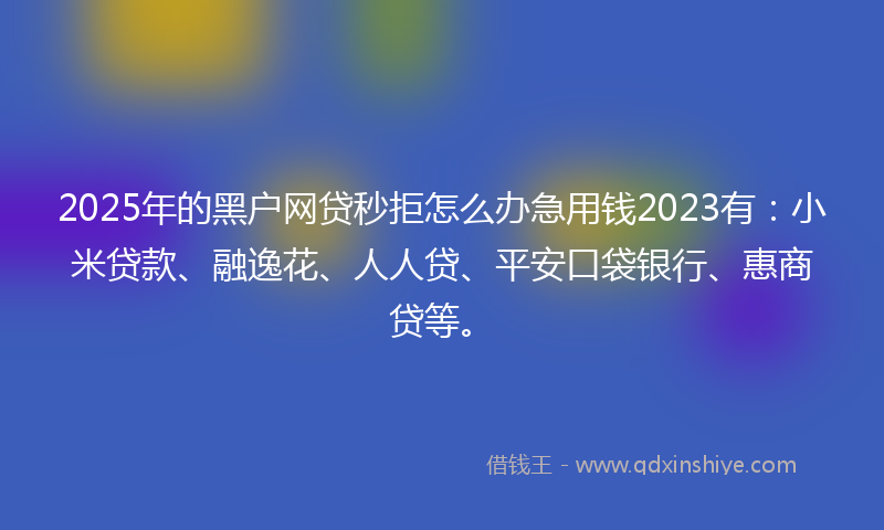 2025年的黑户网贷秒拒怎么办急用钱2023有：小米贷款、融逸花、人人贷、平安口袋银行、惠商贷等。