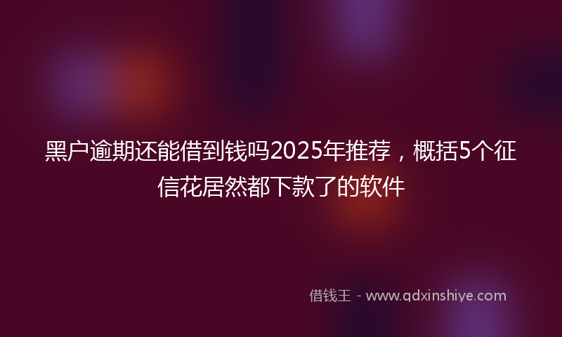 黑户逾期还能借到钱吗2025年推荐，概括5个征信花居然都下款了的软件