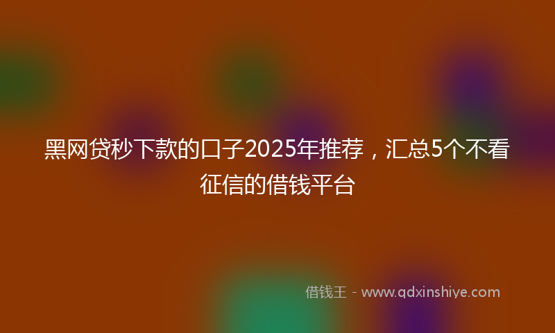 黑网贷秒下款的口子2025年推荐，汇总5个不看征信的借钱平台