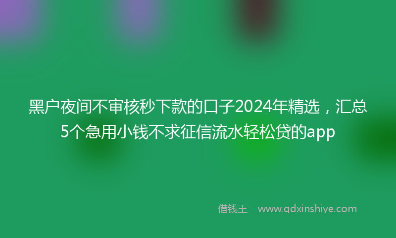 黑户夜间不审核秒下款的口子2024年精选，汇总5个急用小钱不求征信流水轻松贷的app