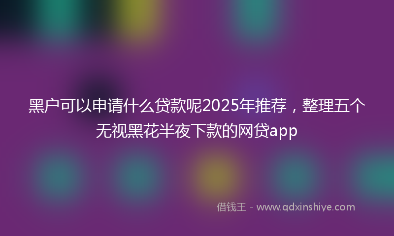 黑户可以申请什么贷款呢2025年推荐，整理五个无视黑花半夜下款的网贷app