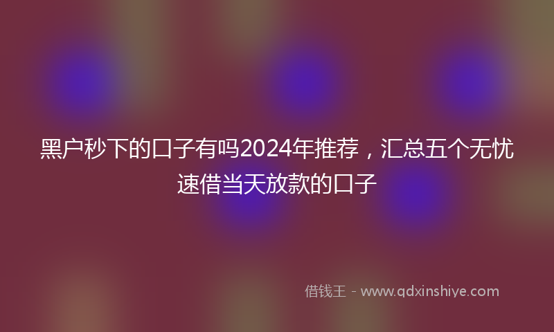 黑户秒下的口子有吗2024年推荐，汇总五个无忧速借当天放款的口子