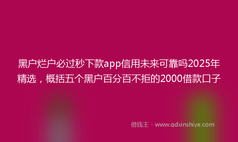 黑户烂户必过秒下款app信用未来可靠吗2025年精选，概括五个黑户百分百不拒的2000借款口子