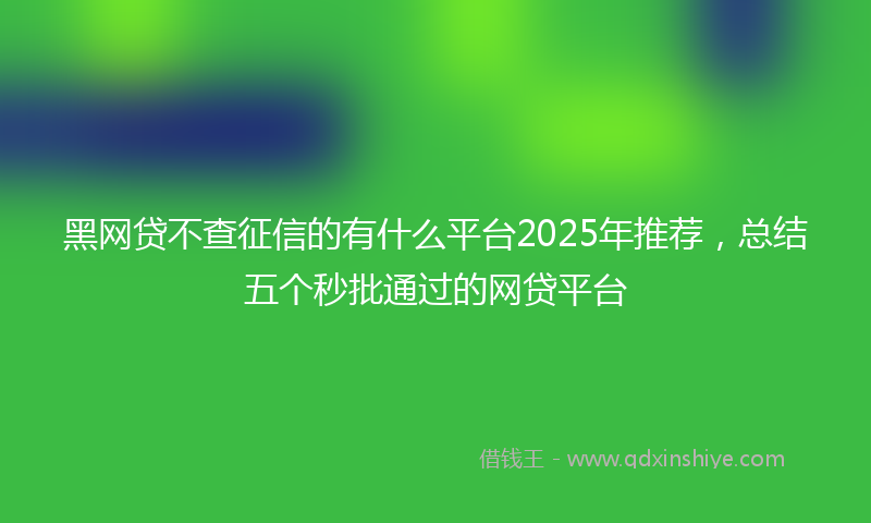 黑网贷不查征信的有什么平台2025年推荐，总结五个秒批通过的网贷平台