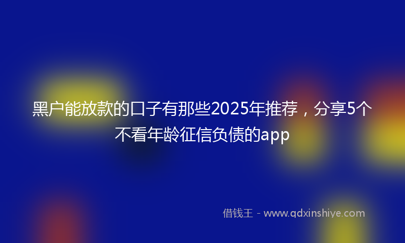 黑户能放款的口子有那些2025年推荐，分享5个不看年龄征信负债的app