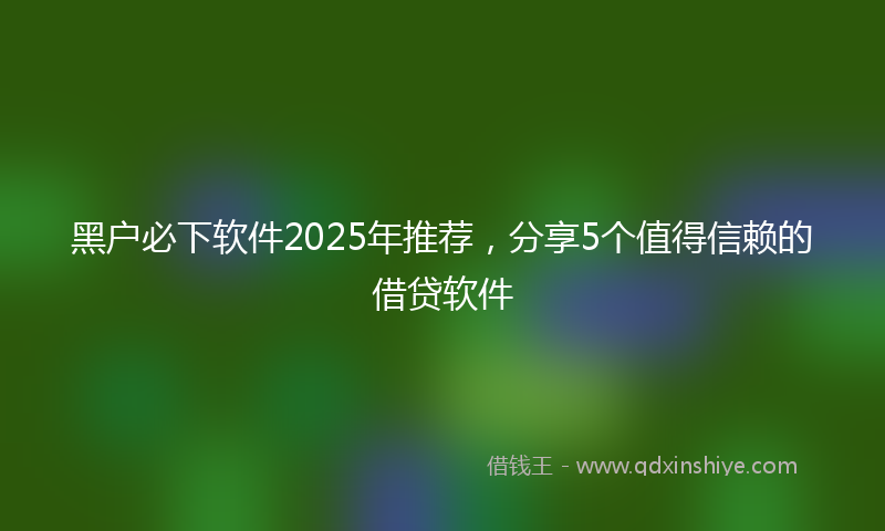 黑户必下软件2025年推荐，分享5个值得信赖的借贷软件