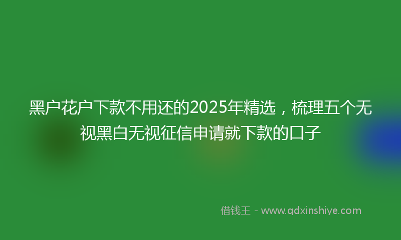 黑户花户下款不用还的2025年精选，梳理五个无视黑白无视征信申请就下款的口子