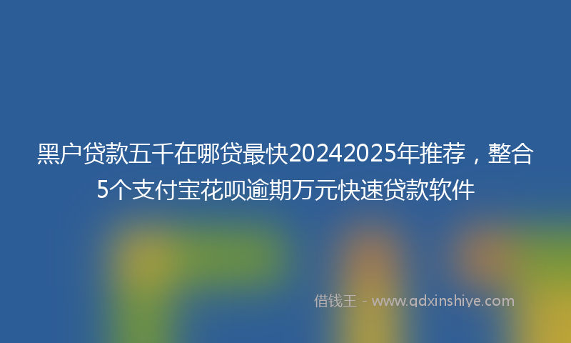 黑户贷款五千在哪贷最快20242025年推荐，整合5个支付宝花呗逾期万元快速贷款软件