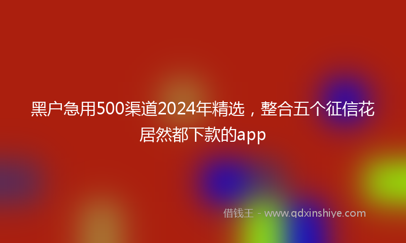 黑户急用500渠道2024年精选，整合五个征信花居然都下款的app