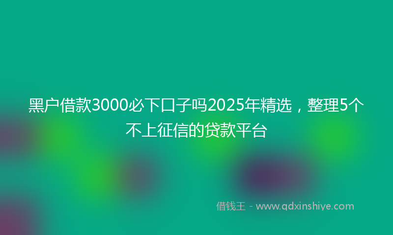 黑户借款3000必下口子吗2025年精选，整理5个不上征信的贷款平台