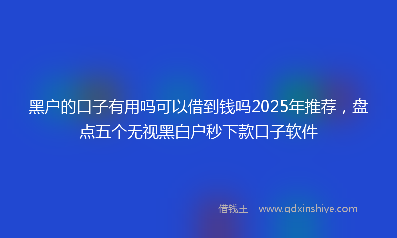 黑户的口子有用吗可以借到钱吗2025年推荐，盘点五个无视黑白户秒下款口子软件