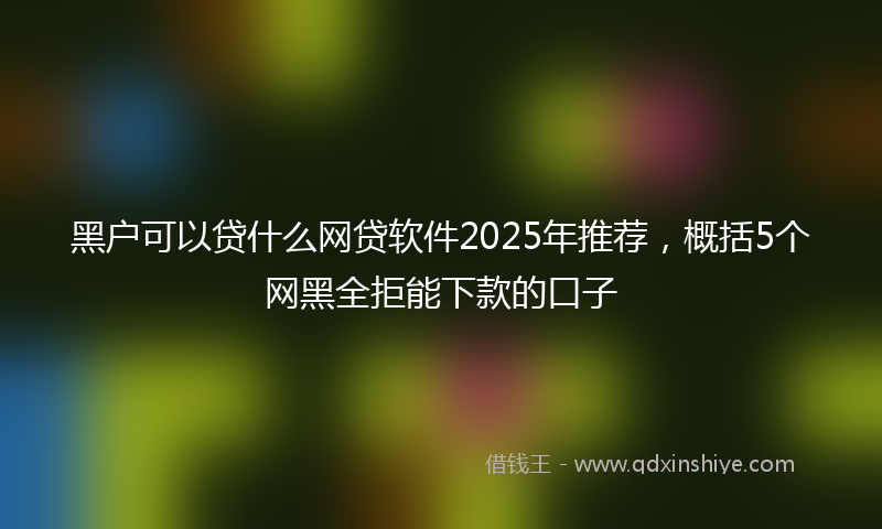 黑户可以贷什么网贷软件2025年推荐，概括5个网黑全拒能下款的口子