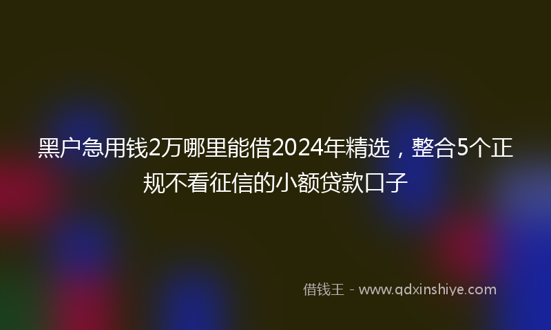 黑户急用钱2万哪里能借2024年精选，整合5个正规不看征信的小额贷款口子
