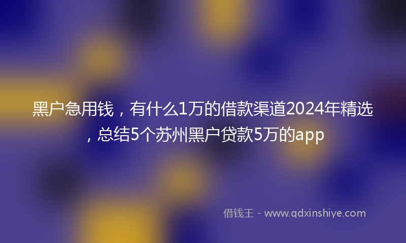 黑户急用钱，有什么1万的借款渠道2024年精选，总结5个苏州黑户贷款5万的app