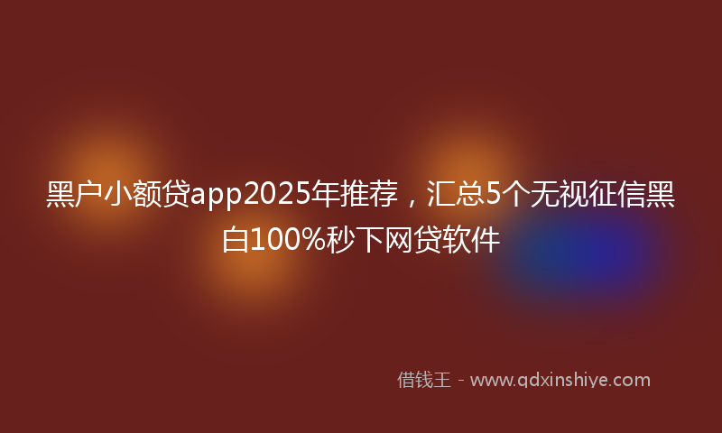 黑户小额贷app2025年推荐，汇总5个无视征信黑白100%秒下网贷软件