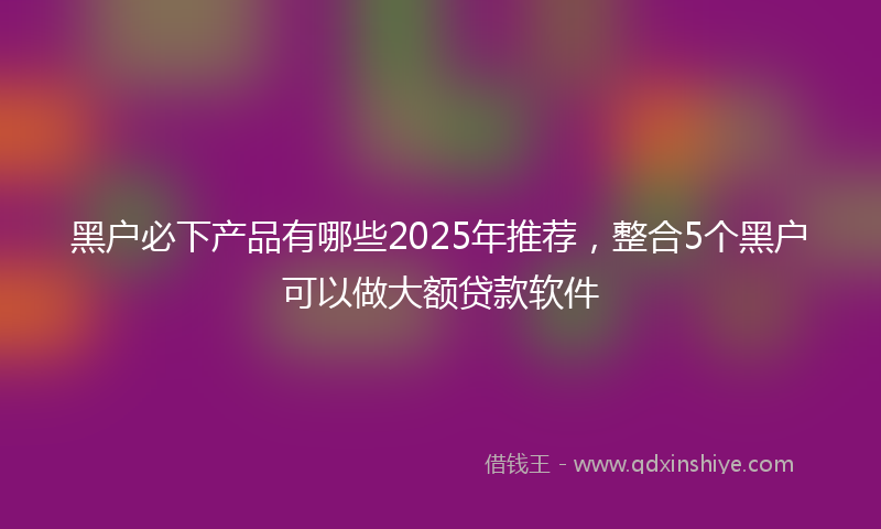 黑户必下产品有哪些2025年推荐，整合5个黑户可以做大额贷款软件