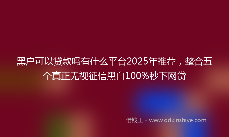 黑户可以贷款吗有什么平台2025年推荐，整合五个真正无视征信黑白100%秒下网贷