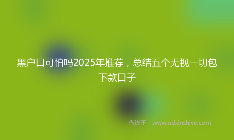 黑户口可怕吗2025年推荐，总结五个无视一切包下款口子