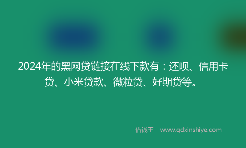 2024年的黑网贷链接在线下款有：还呗、信用卡贷、小米贷款、微粒贷、好期贷等。