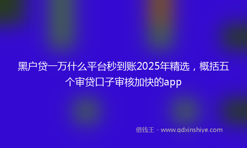 黑户贷一万什么平台秒到账2025年精选，概括五个审贷口子审核加快的app
