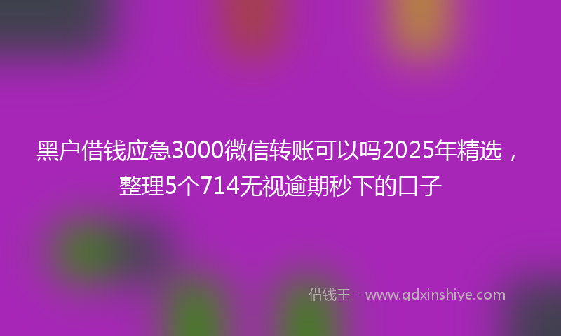 黑户借钱应急3000微信转账可以吗2025年精选，整理5个714无视逾期秒下的口子