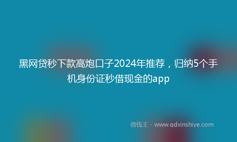 黑网贷秒下款高炮口子2024年推荐，归纳5个手机身份证秒借现金的app