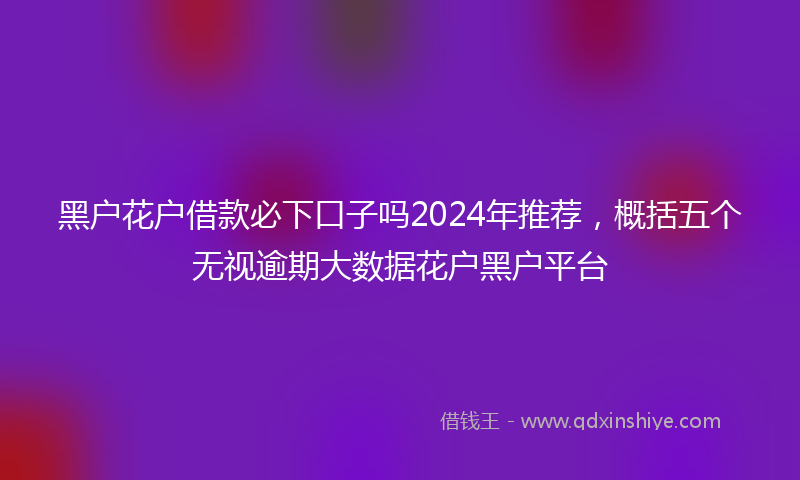 黑户花户借款必下口子吗2024年推荐，概括五个无视逾期大数据花户黑户平台