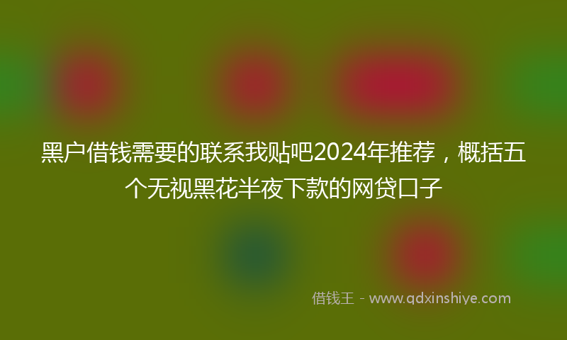 黑户借钱需要的联系我贴吧2024年推荐，概括五个无视黑花半夜下款的网贷口子