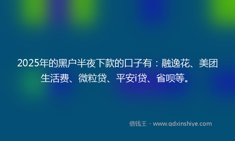 2025年的黑户半夜下款的口子有：融逸花、美团生活费、微粒贷、平安i贷、省呗等。