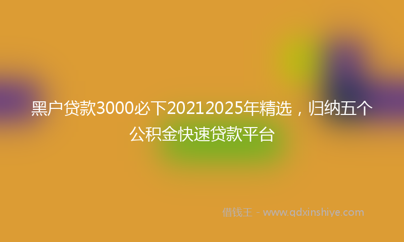 黑户贷款3000必下20212025年精选，归纳五个公积金快速贷款平台