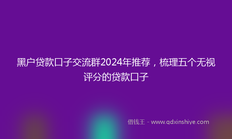 黑户贷款口子交流群2024年推荐，梳理五个无视评分的贷款口子