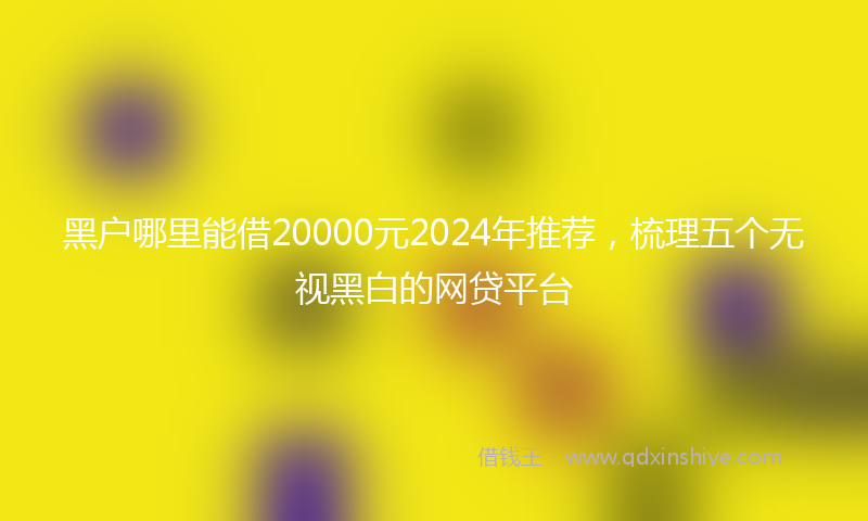 黑户哪里能借20000元2024年推荐，梳理五个无视黑白的网贷平台