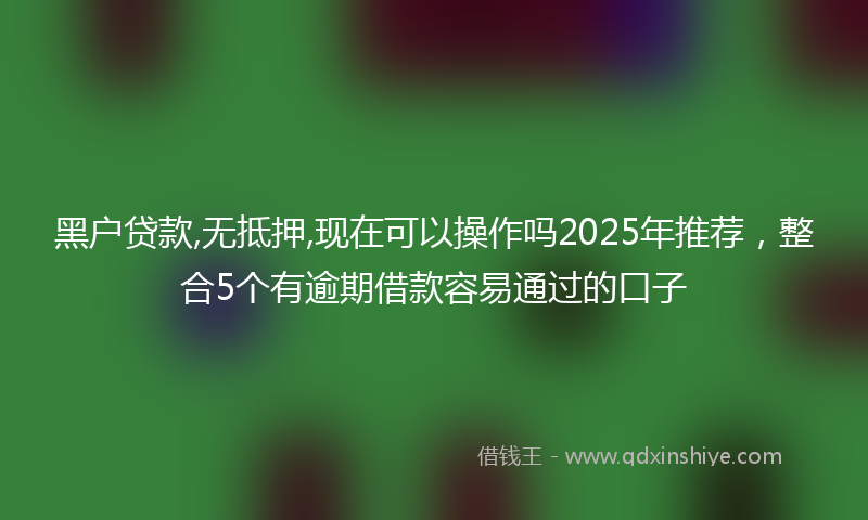 黑户贷款,无抵押,现在可以操作吗2025年推荐，整合5个有逾期借款容易通过的口子