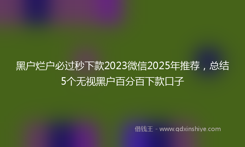 黑户烂户必过秒下款2023微信2025年推荐，总结5个无视黑户百分百下款口子
