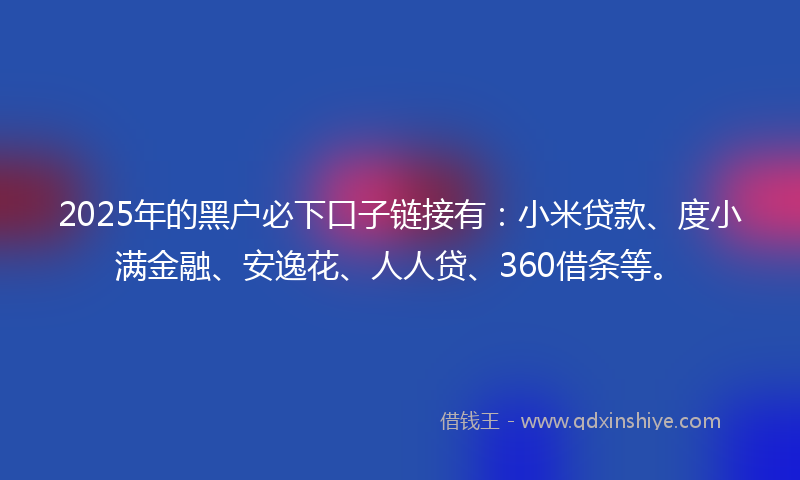 2025年的黑户必下口子链接有：小米贷款、度小满金融、安逸花、人人贷、360借条等。