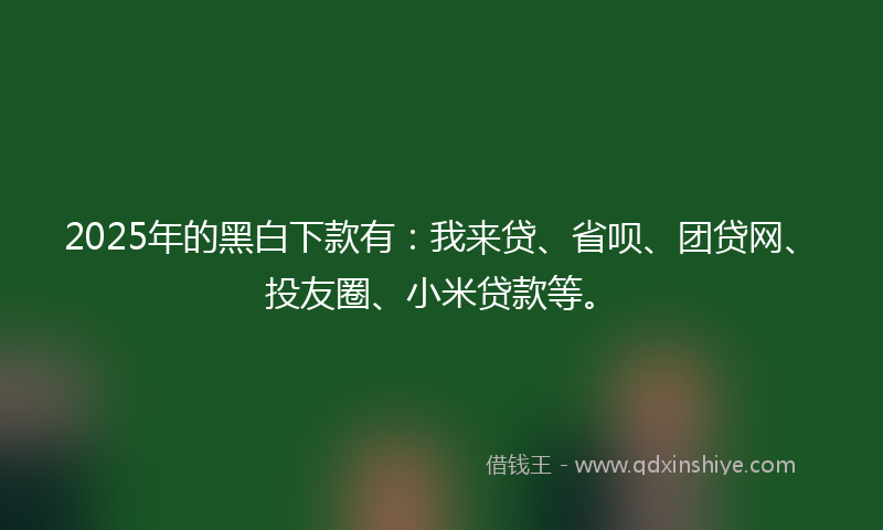 2025年的黑白下款有：我来贷、省呗、团贷网、投友圈、小米贷款等。