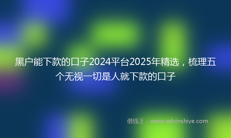 黑户能下款的口子2024平台2025年精选，梳理五个无视一切是人就下款的口子