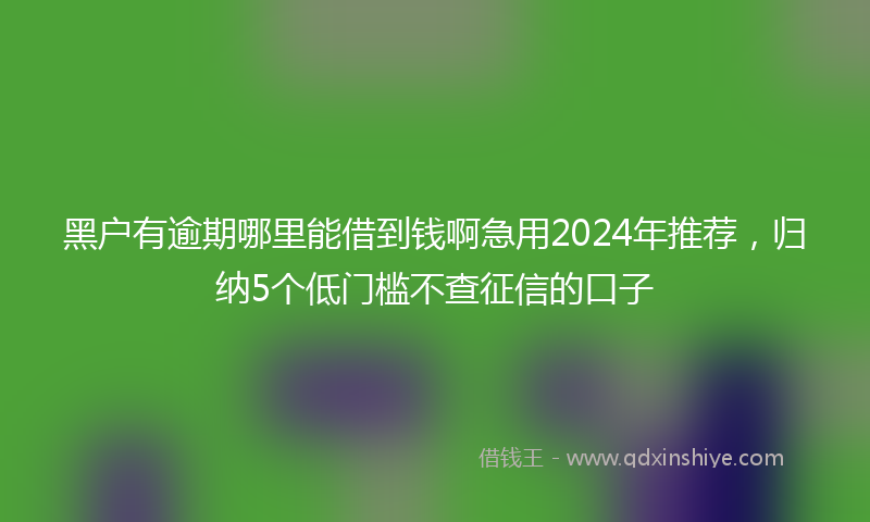 黑户有逾期哪里能借到钱啊急用2024年推荐，归纳5个低门槛不查征信的口子