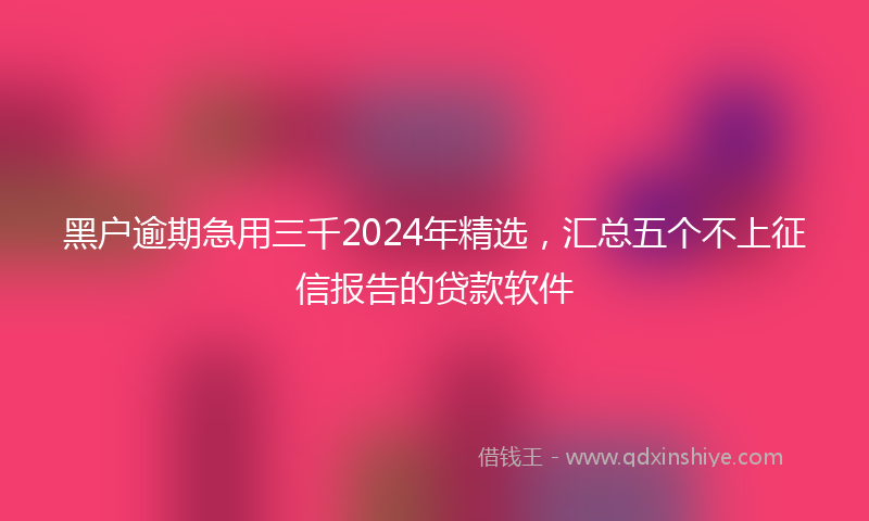 黑户逾期急用三千2024年精选，汇总五个不上征信报告的贷款软件