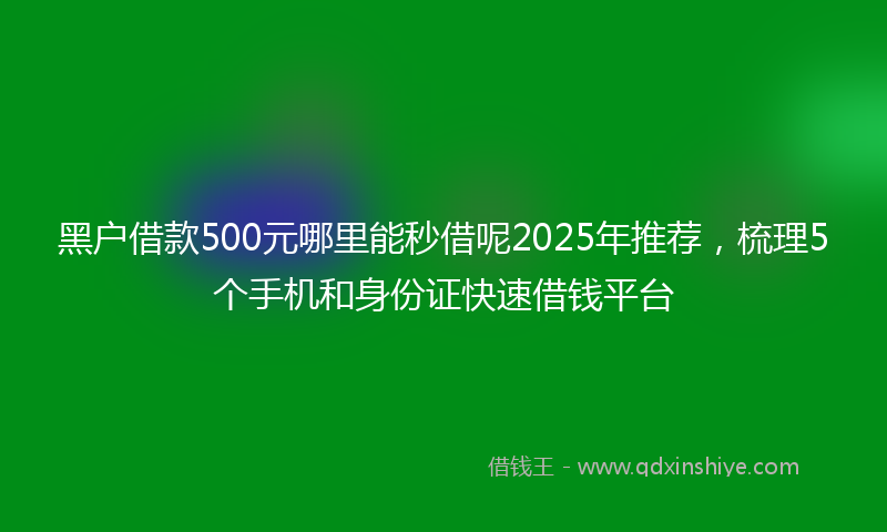 黑户借款500元哪里能秒借呢2025年推荐，梳理5个手机和身份证快速借钱平台