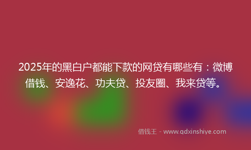 2025年的黑白户都能下款的网贷有哪些有：微博借钱、安逸花、功夫贷、投友圈、我来贷等。