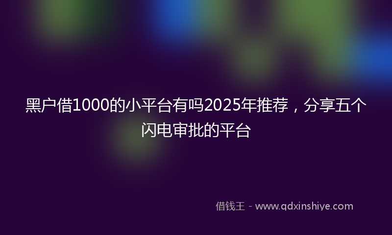 黑户借1000的小平台有吗2025年推荐，分享五个闪电审批的平台