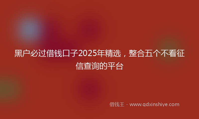 黑户必过借钱口子2025年精选，整合五个不看征信查询的平台