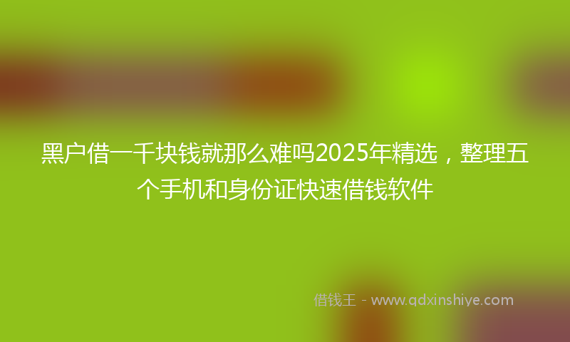 黑户借一千块钱就那么难吗2025年精选，整理五个手机和身份证快速借钱软件