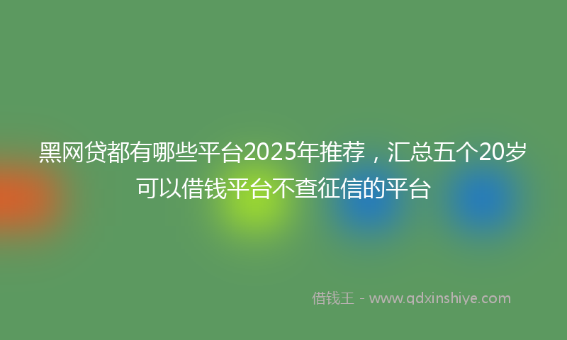黑网贷都有哪些平台2025年推荐，汇总五个20岁可以借钱平台不查征信的平台