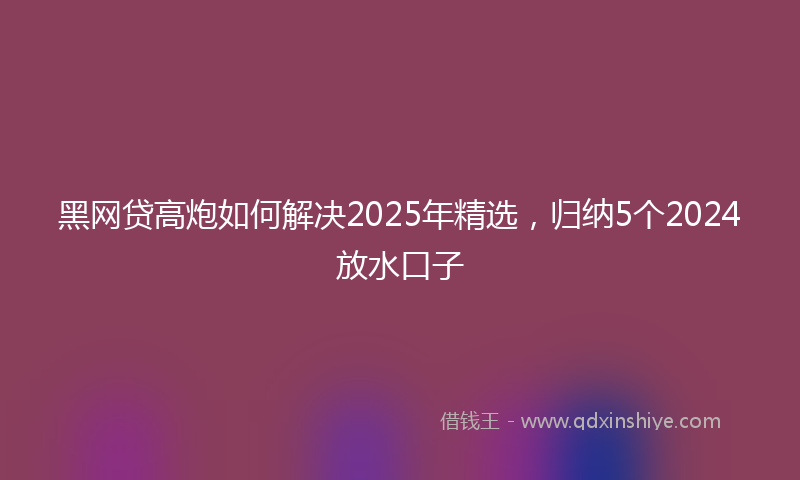 黑网贷高炮如何解决2025年精选，归纳5个2024放水口子