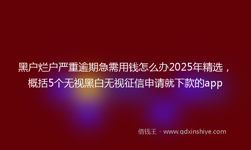 黑户烂户严重逾期急需用钱怎么办2025年精选，概括5个无视黑白无视征信申请就下款的app