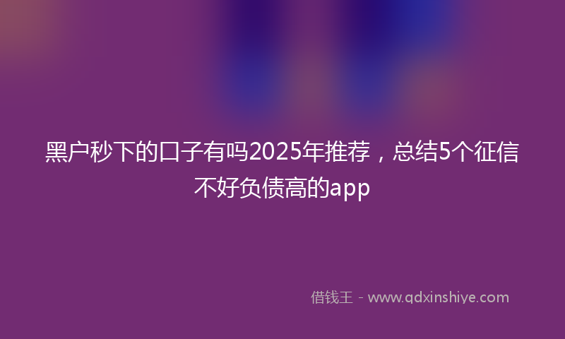 黑户秒下的口子有吗2025年推荐，总结5个征信不好负债高的app