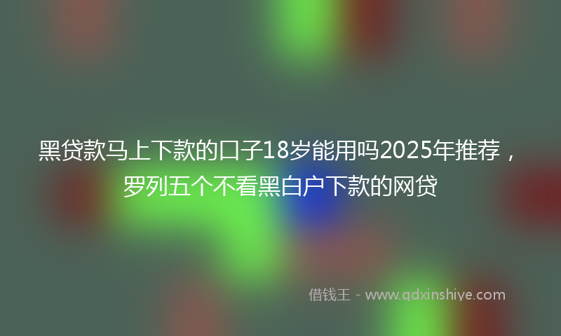 黑贷款马上下款的口子18岁能用吗2025年推荐，罗列五个不看黑白户下款的网贷
