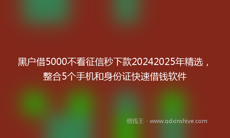 黑户借5000不看征信秒下款20242025年精选，整合5个手机和身份证快速借钱软件